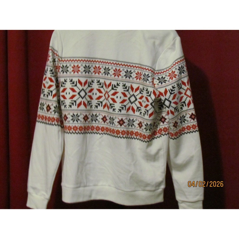 Charter Club Womens Fair Isle Snowflake Sweatshirt White Red Black Size M NEW